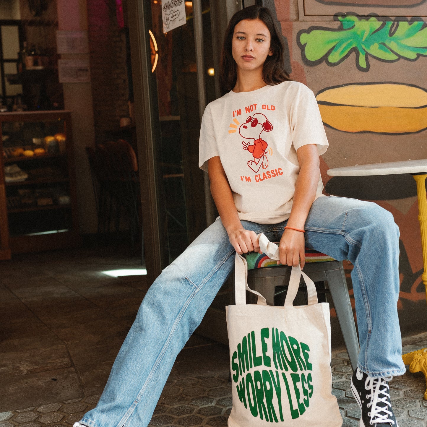 Smile More Worry Less - Tote Bag