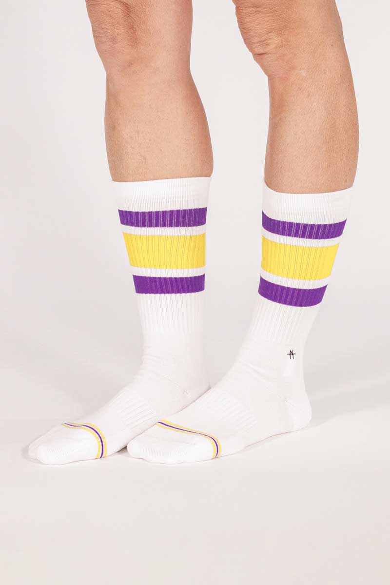 Socks Rayas Morado Amarillo