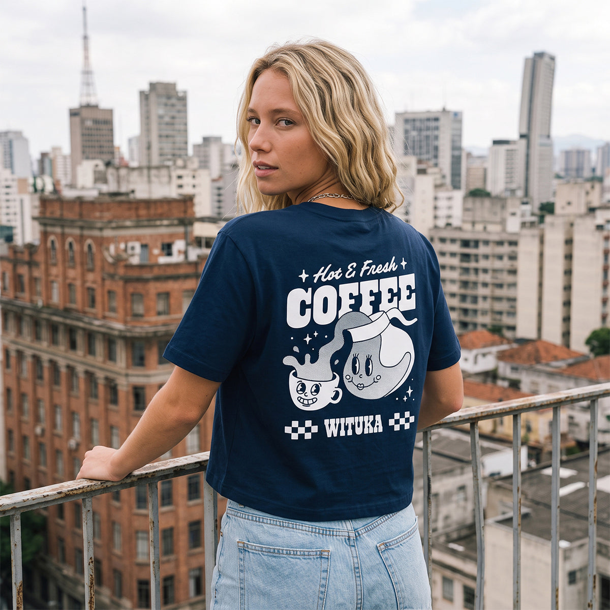 Hot And Fresh Coffee Cropped Tee
