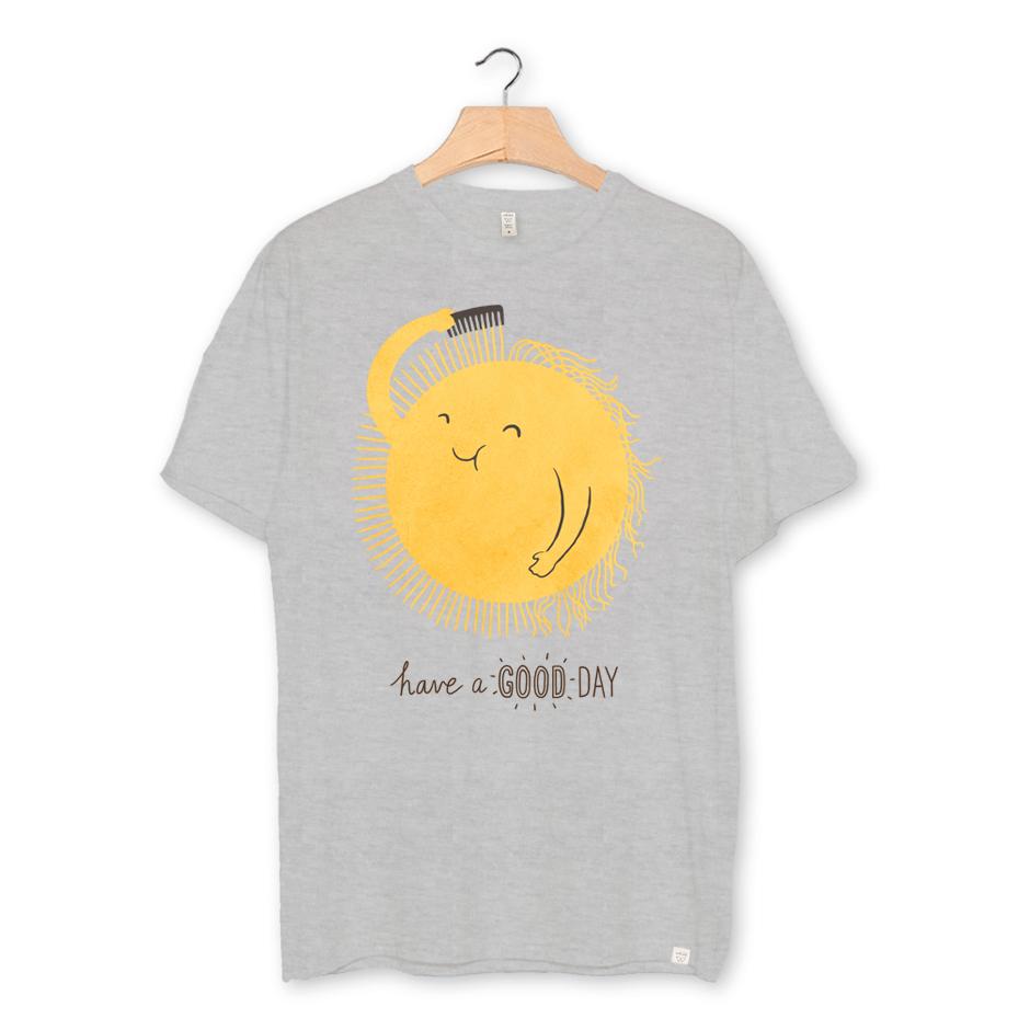 camiseta algodón orgánico - Have a Good Day color heather grey