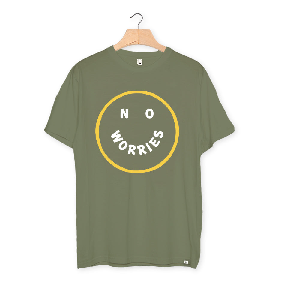 camiseta algodón orgánico - No Worries color khaki