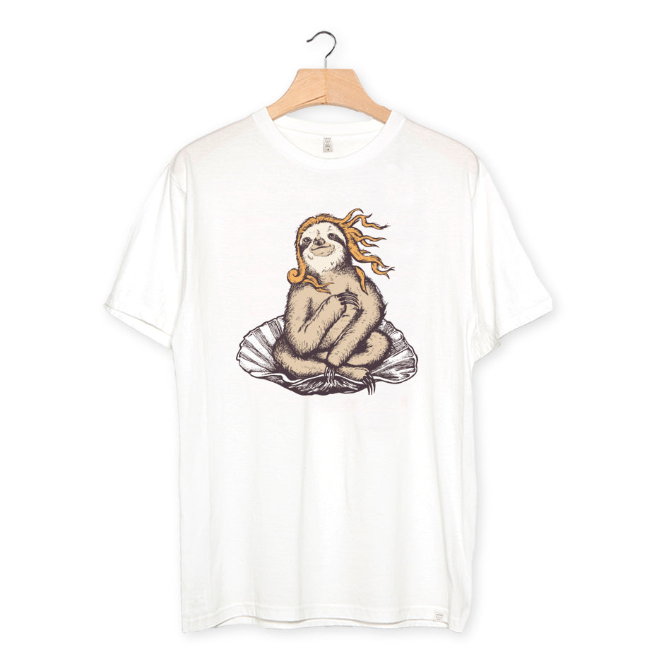 camiseta algodón orgánico - Venus Sloth color white