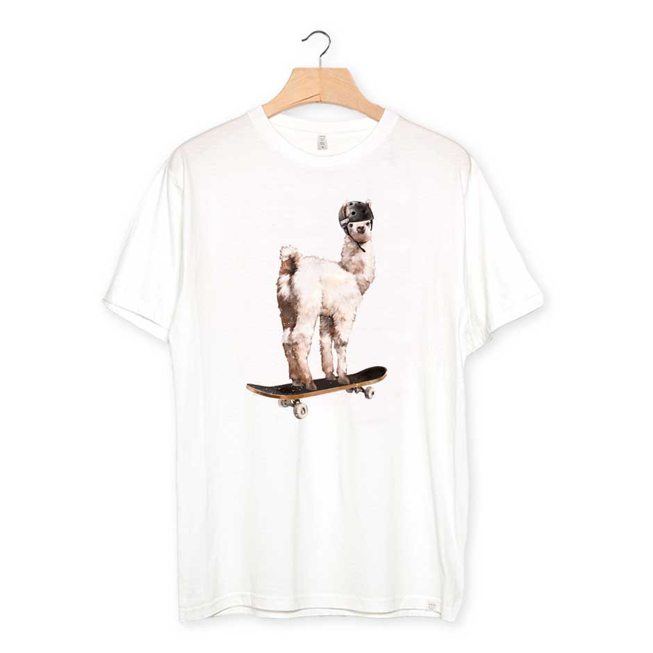camiseta algodón orgánico - Skater Llama Kids