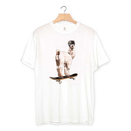 camiseta algodón orgánico - Skater Llama Kids